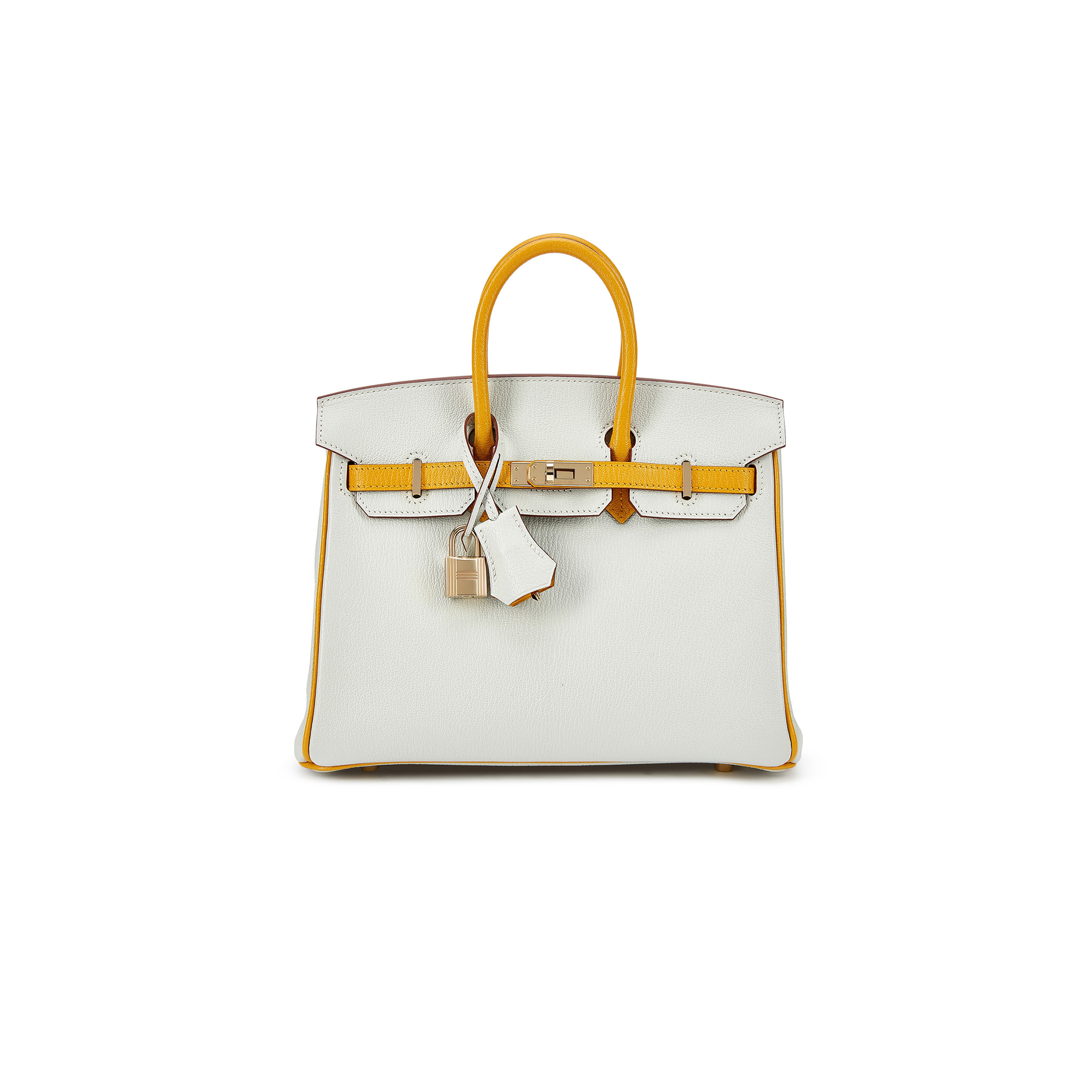 HERMES MASTER BIRKIN 25 PEARL GRAY CHICKEN YELLOW BK251037TGCZ (25*20*13cm)